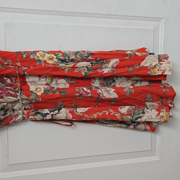 Rolla’s Dancer Coral Red Floral Print Wrap Dress size - Picture 8 of 12